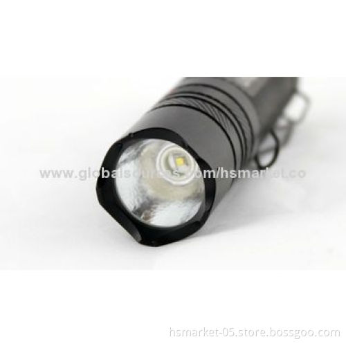 LED Police Flashlight, Cree Q5 LED, 240lm, 1x 16340/1x CR123A, 4 Hours, Pocket ClipNew